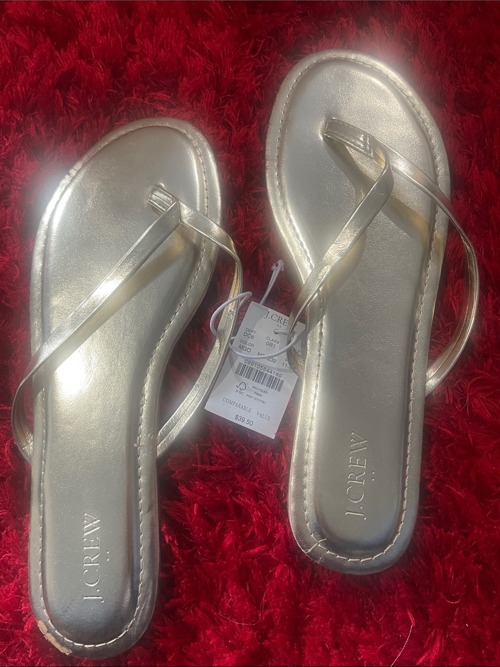 J. Crew Women's Metallic Champagne Slide Sandals